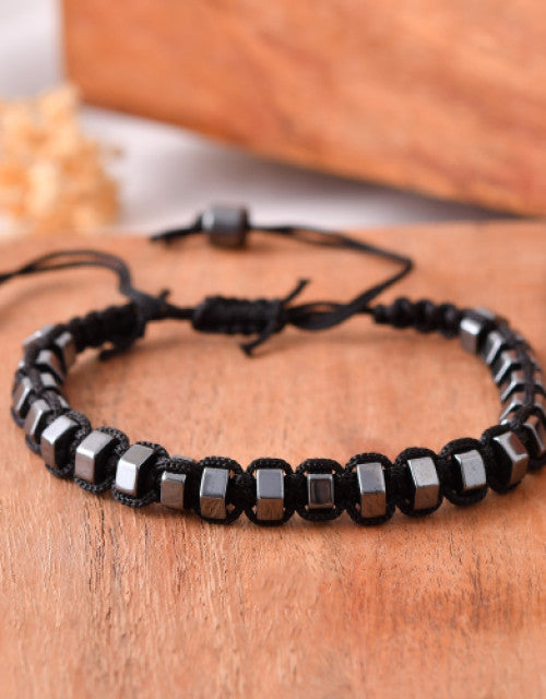 Adjustable Black Hematite Bracelet for Men & Women